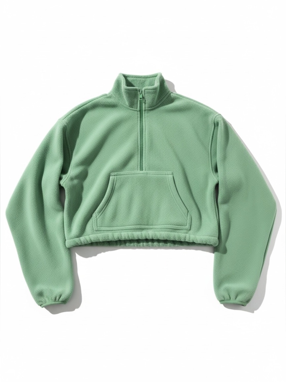 Tna Aritzia Green Cropped Half Zip Fleece Sweatshirt XS